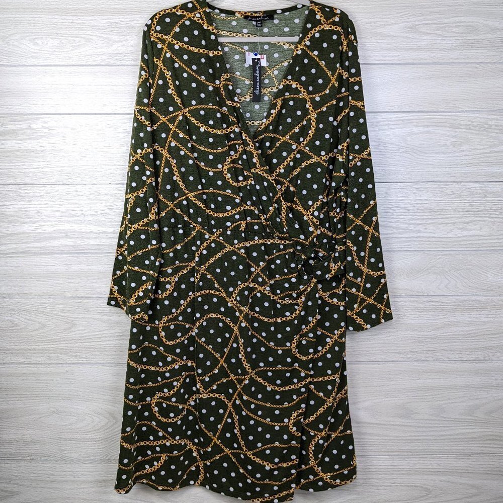 NEW! Chain Polkadot Wrap Dress Alison Andrews - Picture 1 of 6